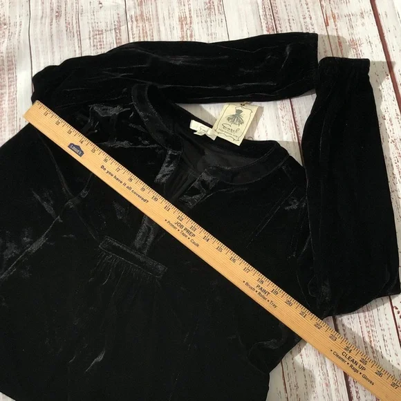 Easel Black Long Sleeve Velvet Velour Holiday Dress XL NWT w pockets - Picture 12 of 16